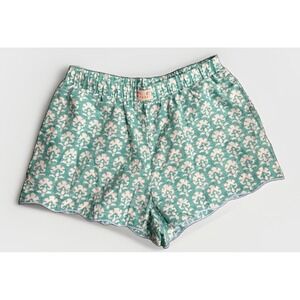 Women's Stamped Floral Poplin Boxer Shorts Teal - Roller Rabbit X Target Large